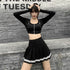 Vintage Korean Style Patchwork Skirt High Waist Mini Skirt