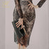 H Han Queen Autumn See Through Lace Pencil Dress Elegant Women