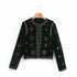 Women's Velvet Short Cardigan with Embroidery and Sequins
