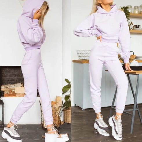 Women's Fleece Hooded Tracksuit Set
