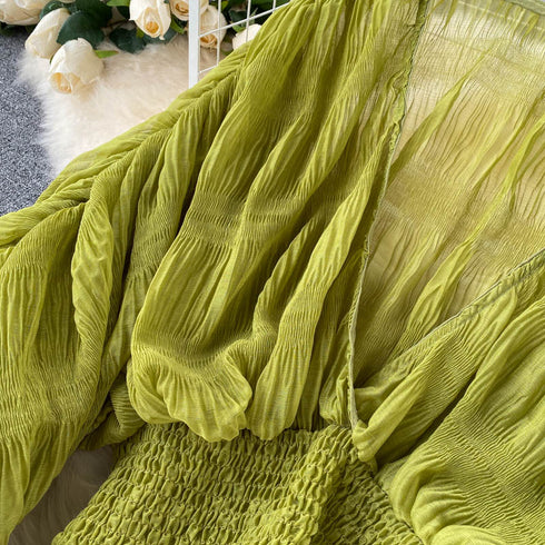 Elegant V-Neck Puff Sleeve Chiffon Blouse