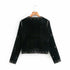 Women's Velvet Short Cardigan with Embroidery and Sequins