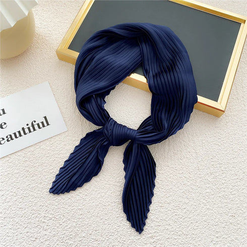 Pleated Print Silk Scarf - 70x70cm