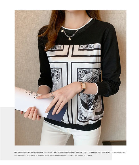 Printed Long Sleeve Casual Top for Women