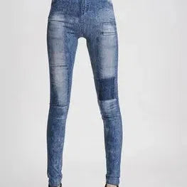 Classic Stretchy Slim Leggings in Imitation Denim