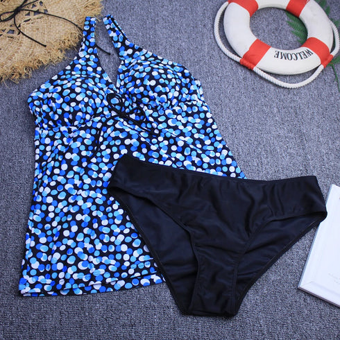 Floral Print Tankini Two Piece Bikini Set