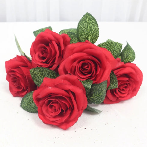 34cm Silk Rose Artificial Flower Bouquet - 5 Heads