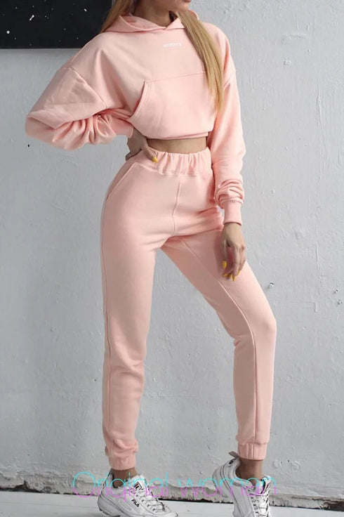 Women's Fleece Hooded Tracksuit Set