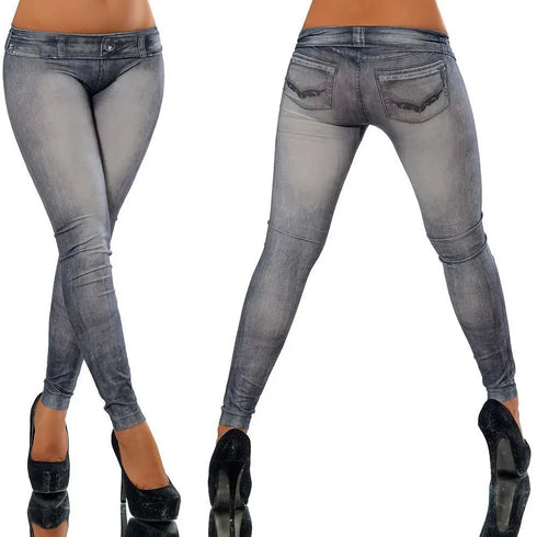 Classic Stretchy Slim Leggings in Imitation Denim