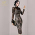 H Han Queen Autumn See Through Lace Pencil Dress Elegant Women