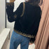 Women's Velvet Short Cardigan with Embroidery and Sequins