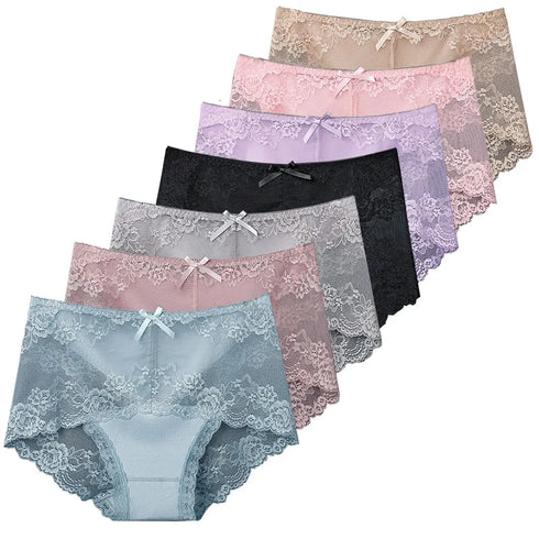 7-Piece Lace Briefs Set for Women