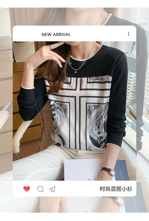 Printed Long Sleeve Casual Top for Women