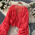 Elegant V-Neck Puff Sleeve Chiffon Blouse