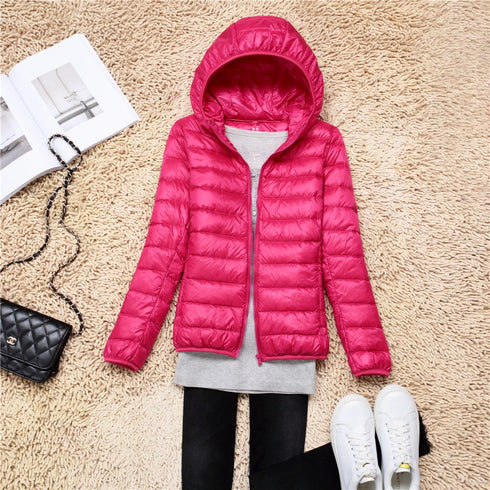 Women’s Lightweight Hooded Puffer Jacket in 15 Colours