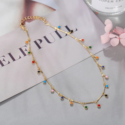Candy Colour Tassel Choker Necklace for Women