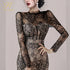 H Han Queen Autumn See Through Lace Pencil Dress Elegant Women