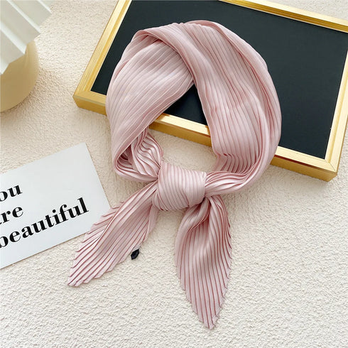 Pleated Print Silk Scarf - 70x70cm