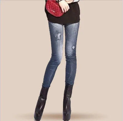 Classic Stretchy Slim Leggings in Imitation Denim