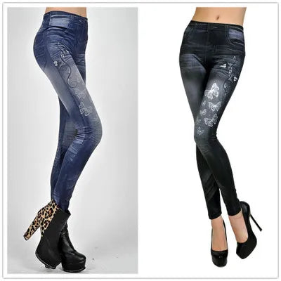 Classic Stretchy Slim Leggings in Imitation Denim