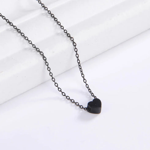 Mini Black Heart Pendant Necklace for Women