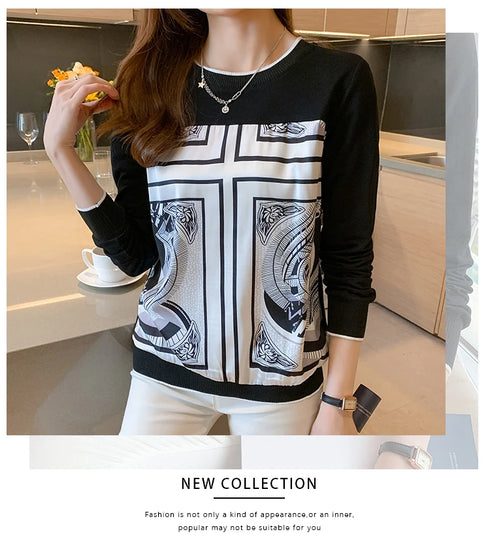 Printed Long Sleeve Casual Top for Women