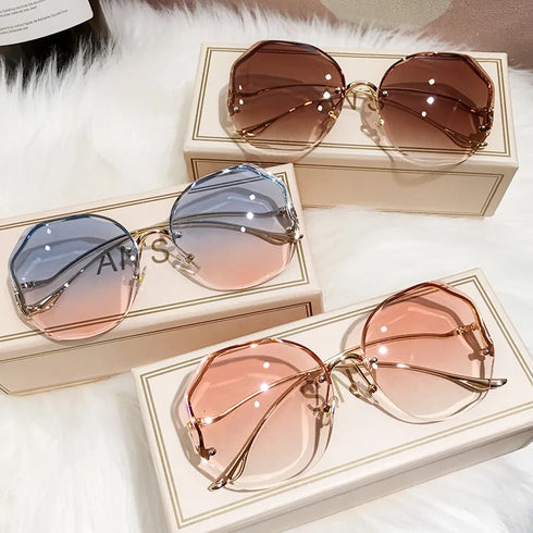 Luxury Round Gradient Sunglasses for Women - UV400 Protection