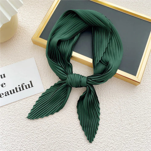 Pleated Print Silk Scarf - 70x70cm