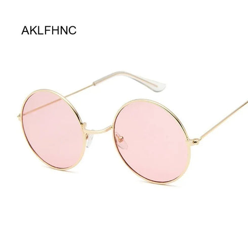 Retro Round Pink Sunglasses for Women