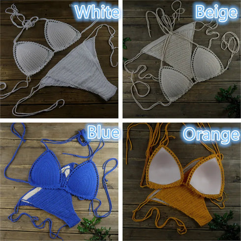 Handmade Crochet Push Up Bikini Set in Multiple Colours