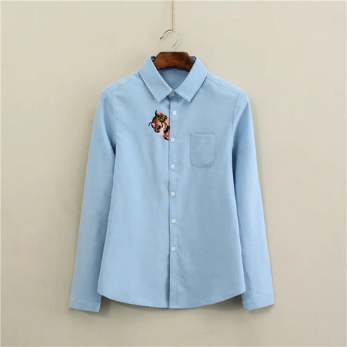 Women's Long Sleeve Cotton Oxford Blouse
