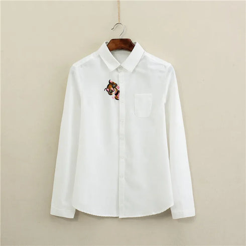 Women's Long Sleeve Cotton Oxford Blouse