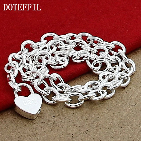 925 Sterling Silver Heart Lock Pendant Necklace