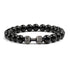 Natural Volcanic Stone Bracelet Men Matte Black Lava White Beads Fitness Jewelry