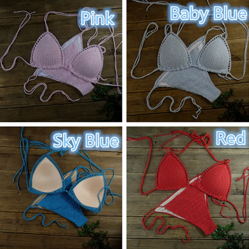 Handmade Crochet Push Up Bikini Set in Multiple Colours