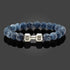 Natural Volcanic Stone Bracelet Men Matte Black Lava White Beads Fitness Jewelry