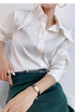 Elegant Satin Silk Blouse with Turn Down Collar