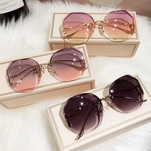 Luxury Round Gradient Sunglasses for Women - UV400 Protection