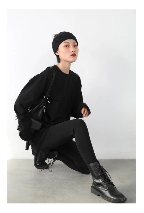 Chic Ven Women's Loose Long Sleeve O-Neck T-Shirt