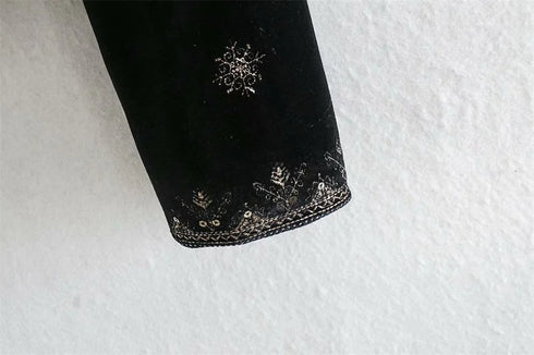 Women's Velvet Short Cardigan with Embroidery and Sequins