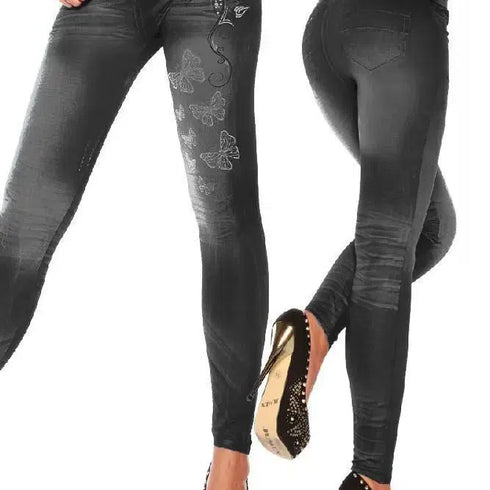 Classic Stretchy Slim Leggings in Imitation Denim