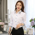 GAOKE OL Work Wear White Blue Blouse Long Sleeve Turn-down Collar Formal Elegant Female Shirt Ladies Tops School