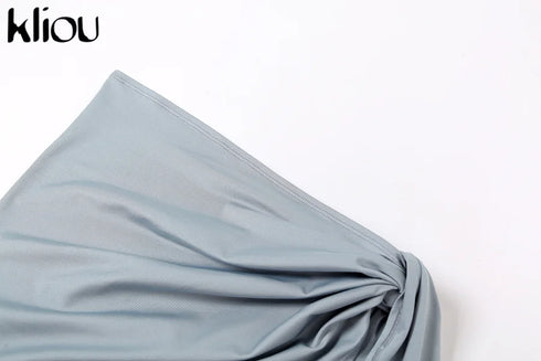 Kliou Solid Deep V Backless Two Piece Set in Black