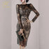 H Han Queen Autumn See Through Lace Pencil Dress Elegant Women