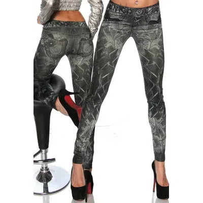 Classic Stretchy Slim Leggings in Imitation Denim