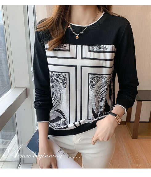 Printed Long Sleeve Casual Top for Women