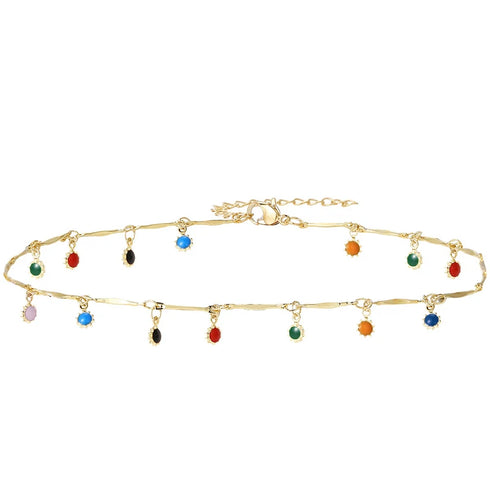 Candy Colour Tassel Choker Necklace for Women