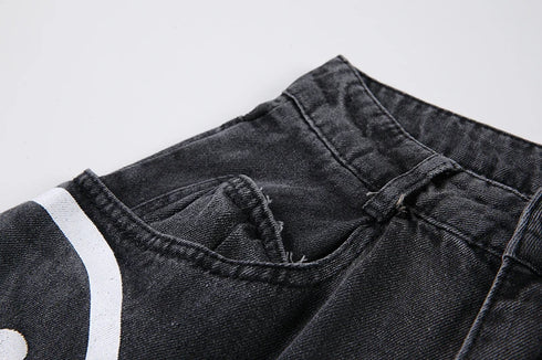 Black Loose Fit Wide Leg Denim Jeans