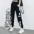 Women's Casual Cargo Joggers - Black & White
