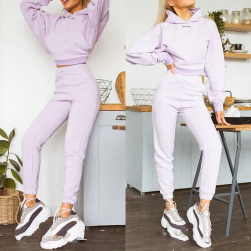 Women's Fleece Hooded Tracksuit Set